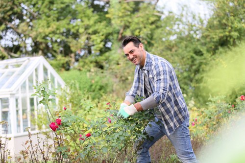 Professional landscaper planning a garden design